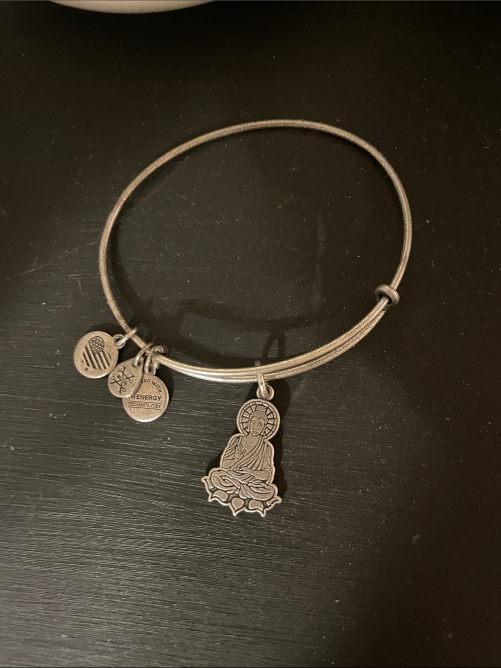 Alex and Ani Silver Buddha Charm Expandable Bangle